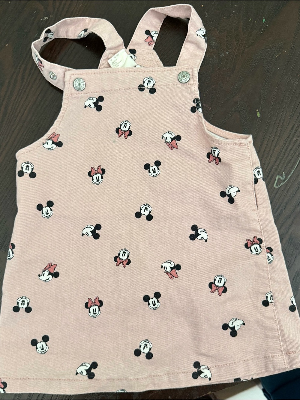H&M Pink Minnie & Mickey Print Pinafore Overalls
